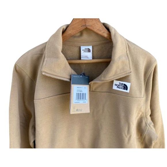 NEW Men's Small The North Face Heritage Patch Quarter Zip Pullover Utility Brown - Picture 1 of 10